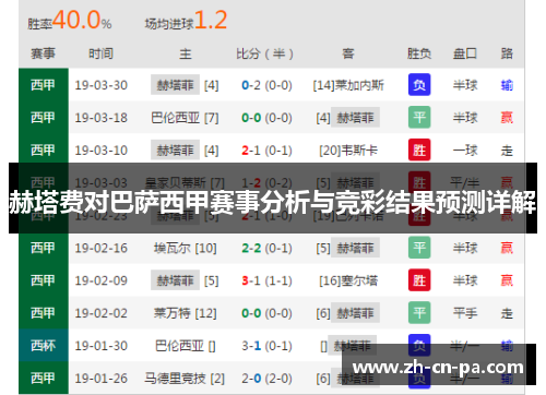 赫塔费对巴萨西甲赛事分析与竞彩结果预测详解